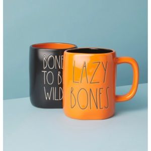 RAE DUNN 2pk Ceramic Halloween Bones Mugs🖤